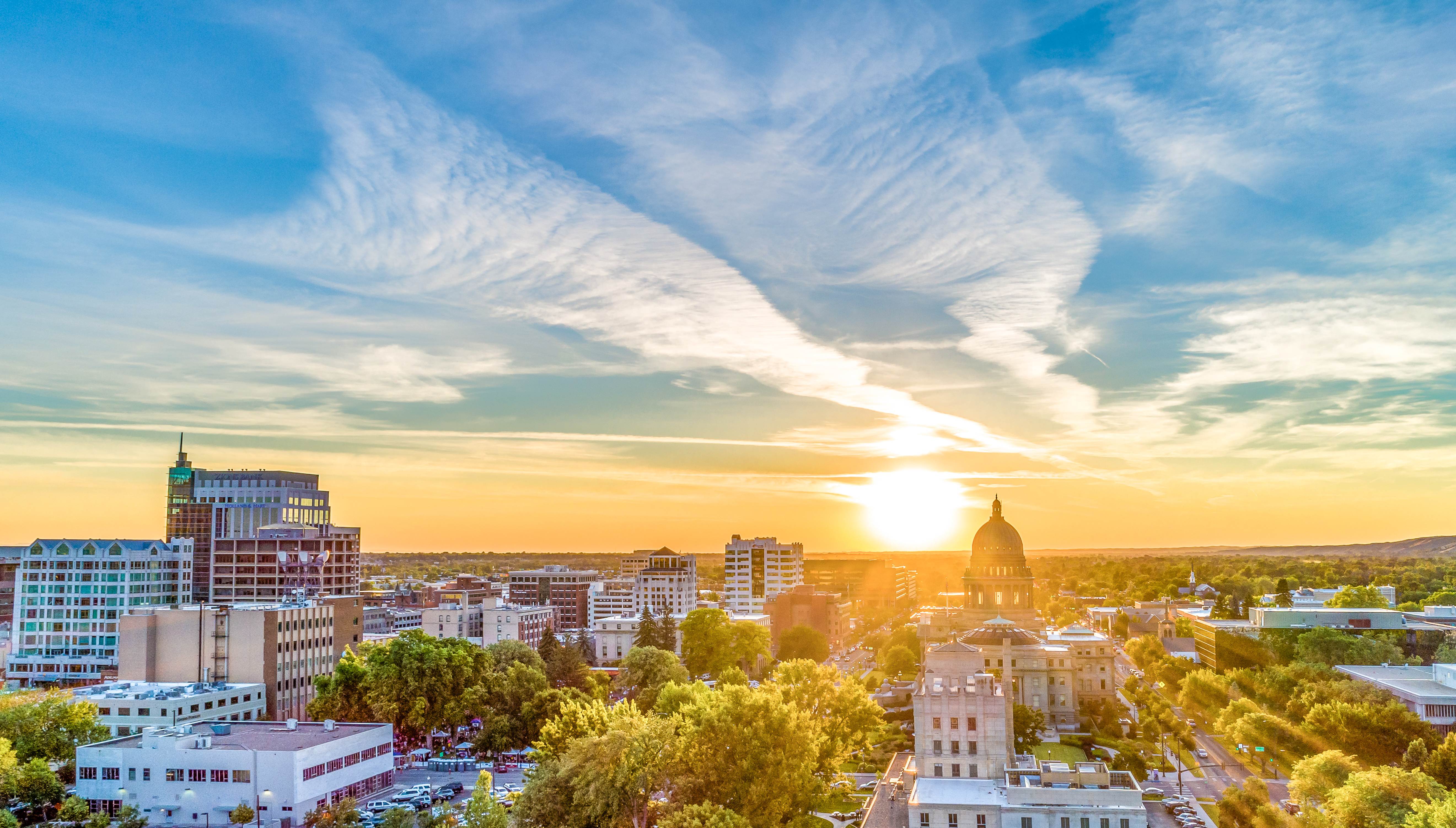 Boise skyline at sunset